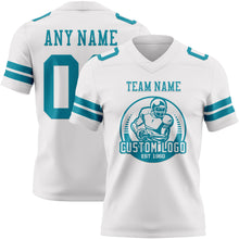 Load image into Gallery viewer, Custom White Teal Authentic Football Jersey
