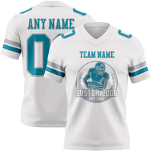 Load image into Gallery viewer, Custom White Teal-Gray Authentic Football Jersey
