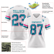 Load image into Gallery viewer, Custom White Teal-Pink Authentic Football Jersey
