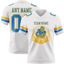 Load image into Gallery viewer, Custom White Powder Blue-Gold Authentic Football Jersey
