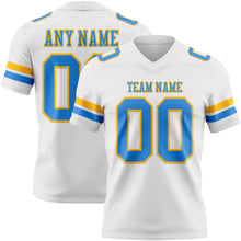 Load image into Gallery viewer, Custom White Powder Blue-Gold Authentic Football Jersey
