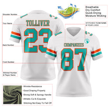 Load image into Gallery viewer, Custom White Aqua-Orange Authentic Football Jersey
