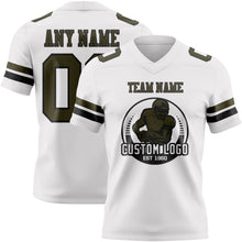 Load image into Gallery viewer, Custom White Olive-Black Authentic Football Jersey
