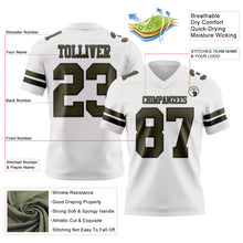 Load image into Gallery viewer, Custom White Olive-Black Authentic Football Jersey
