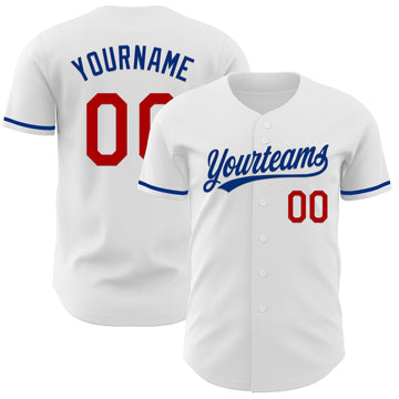 Custom White Red-Royal Authentic Baseball Jersey