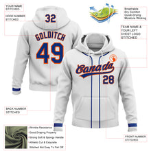 Load image into Gallery viewer, Custom Stitched White Royal-Orange Baseball Pullover Sweatshirt Hoodie
