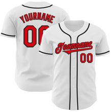 Charger l'image dans la galerie, Custom White Fire Red-Black Authentic Baseball Jersey
