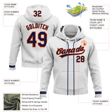 Load image into Gallery viewer, Custom Stitched White Navy-Orange Baseball Pullover Sweatshirt Hoodie

