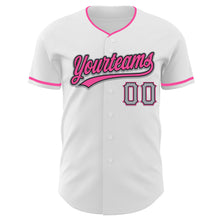 Charger l'image dans la galerie, Custom White Gray Black-Pink Authentic Baseball Jersey
