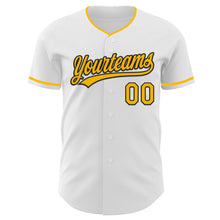Load image into Gallery viewer, Custom White Gold-Black Authentic Baseball Jersey
