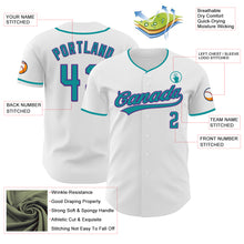 Load image into Gallery viewer, Custom White Teal-Purple Authentic Baseball Jersey
