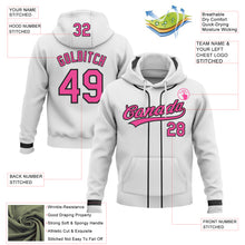 Load image into Gallery viewer, Custom Stitched White Pink-Black Baseball Pullover Sweatshirt Hoodie
