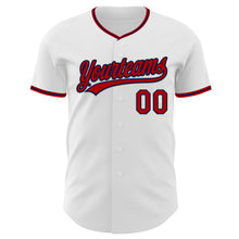 Load image into Gallery viewer, Custom White Red-Navy Authentic Baseball Jersey
