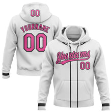 Load image into Gallery viewer, Custom Stitched White Pink-Black Baseball Pullover Sweatshirt Hoodie
