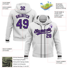 Load image into Gallery viewer, Custom Stitched White Purple-Black Baseball Pullover Sweatshirt Hoodie

