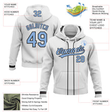 Load image into Gallery viewer, Custom Stitched White Light Blue-Black Baseball Pullover Sweatshirt Hoodie

