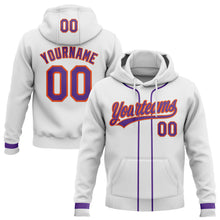 Load image into Gallery viewer, Custom Stitched White Purple-Orange Baseball Pullover Sweatshirt Hoodie
