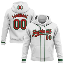 Load image into Gallery viewer, Custom Stitched White Red-Green Baseball Pullover Sweatshirt Hoodie
