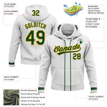 Load image into Gallery viewer, Custom Stitched White Green-Gold Baseball Pullover Sweatshirt Hoodie
