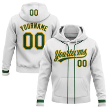 Load image into Gallery viewer, Custom Stitched White Green-Gold Baseball Pullover Sweatshirt Hoodie
