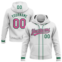 Load image into Gallery viewer, Custom Stitched White Pink-Kelly Green Baseball Pullover Sweatshirt Hoodie

