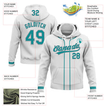 Load image into Gallery viewer, Custom Stitched White Teal-Gray Baseball Pullover Sweatshirt Hoodie

