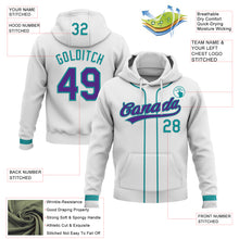 Load image into Gallery viewer, Custom Stitched White Purple-Teal Baseball Pullover Sweatshirt Hoodie
