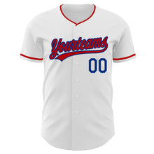Load image into Gallery viewer, Custom White Red-Royal Authentic Baseball Jersey
