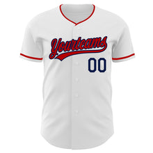 Загрузить изображение в средство просмотра галереи, Custom White Red-Navy Authentic Baseball Jersey
