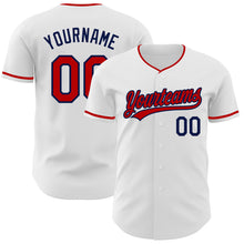Загрузить изображение в средство просмотра галереи, Custom White Red-Navy Authentic Baseball Jersey

