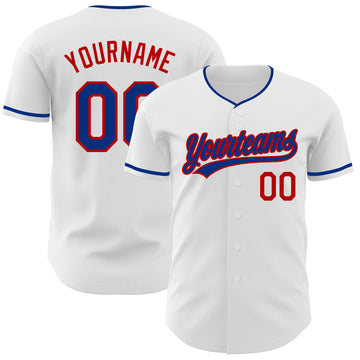 Custom White Royal-Red Authentic Baseball Jersey