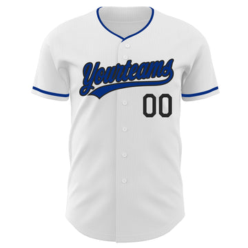 Custom White Royal-Black Authentic Baseball Jersey