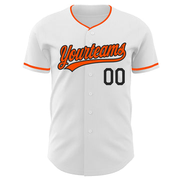 Custom White Orange-Black Authentic Baseball Jersey