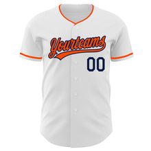 Laden Sie das Bild in den Galerie-Viewer, Custom White Orange-Navy Authentic Baseball Jersey

