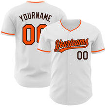 Load image into Gallery viewer, Custom White Orange-Brown Authentic Baseball Jersey

