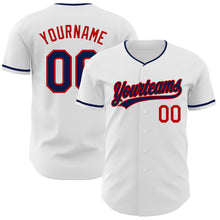 Загрузить изображение в средство просмотра галереи, Custom White Navy-Red Authentic Baseball Jersey
