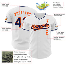 Load image into Gallery viewer, Custom White Navy-Orange Authentic Baseball Jersey
