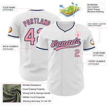 Load image into Gallery viewer, Custom White Medium Pink-Navy Authentic Baseball Jersey
