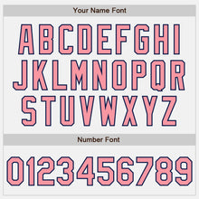 Load image into Gallery viewer, Custom White Medium Pink-Navy Authentic Baseball Jersey
