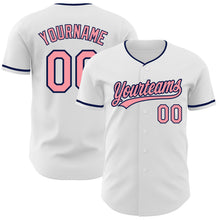 Load image into Gallery viewer, Custom White Medium Pink-Navy Authentic Baseball Jersey
