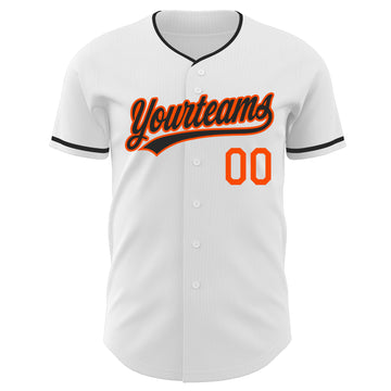 Custom White Black-Orange Authentic Baseball Jersey