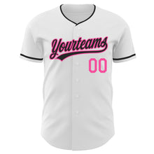 Laden Sie das Bild in den Galerie-Viewer, Custom White Black-Pink Authentic Baseball Jersey
