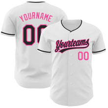 Laden Sie das Bild in den Galerie-Viewer, Custom White Black-Pink Authentic Baseball Jersey

