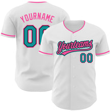 Charger l'image dans la galerie, Custom White Teal Black-Pink Authentic Baseball Jersey
