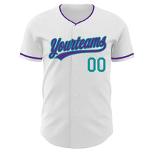 Загрузить изображение в средство просмотра галереи, Custom White Purple-Teal Authentic Baseball Jersey
