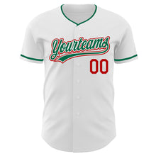 Charger l'image dans la galerie, Custom White Kelly Green-Red Authentic Baseball Jersey
