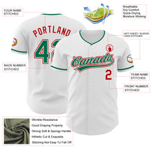 Charger l'image dans la galerie, Custom White Kelly Green-Red Authentic Baseball Jersey
