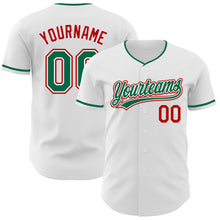 Charger l'image dans la galerie, Custom White Kelly Green-Red Authentic Baseball Jersey
