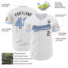 Laden Sie das Bild in den Galerie-Viewer, Custom White Light Blue-Black Authentic Baseball Jersey
