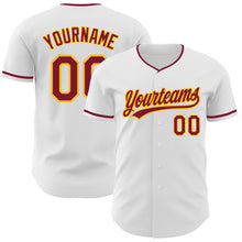 Charger l'image dans la galerie, Custom White Crimson-Gold Authentic Baseball Jersey
